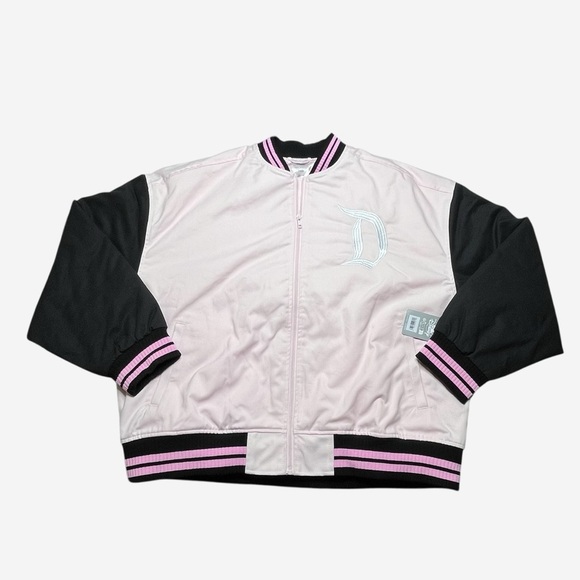 Disney Varsity Jacket Womens Mickey Mouse Pink Black Disneyland Lined Zip NEW - Picture 6 of 16